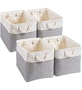 Mangata Boite de Rangement Tissu Grand, Panier Rangement rectangulaire Dressing avec poignée pour Jouets, Armoire (Pliable, Gris Blanc
