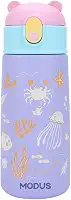 Garrafa Térmica Infantil - 500mL, Parede Dupla Livre de BPA, Anti Vazamento, com Canudo Silicone (Roxo)