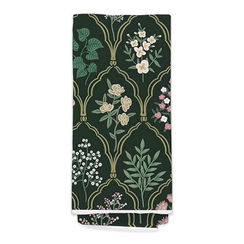 BitKan Dark Sage Green Floral Hand Towels for Bathroom Decorative - Retro Cottage Core Kitchen Decor, Vintage Botanical Bathroom Decor for Spring Summer527