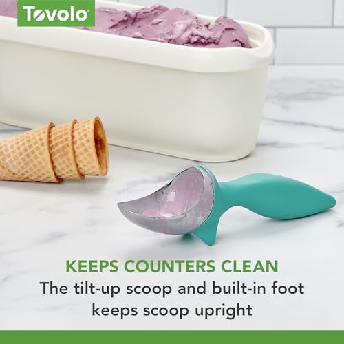 Image of Tovolo Ice Cream Scoop Tropical Breeze Seafoam Green Dishwasher Safe Heavy Duty Ice Cream Scooper with Elevated Tilt Up Design, Heat Retaining Ice Cream Scoops with Non Slip Handle for Cookie Dough