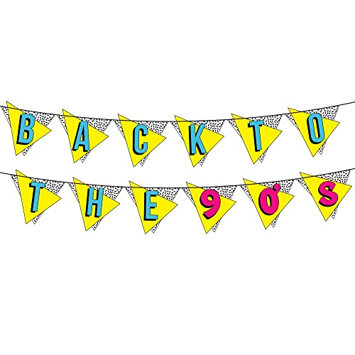 Pre-Strung Back to the 90s Neon Banner - Funny Throwback Party Decorations for Men and Women - Party Supplies and Gifts
