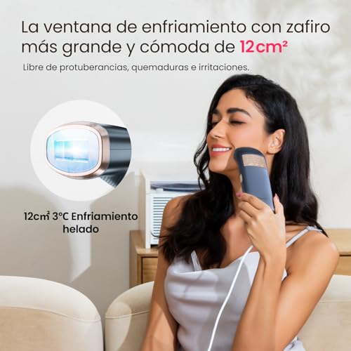 25J Depiladora Laser, Depiladora Luz Pulsada Mujer Hombre con TRIPLE-Pulso, 12 cm² Indolora Zafiro 3℃ Hielo Enfriamiento, Depilación Permanente para Cara, Axilas, Bikini（Azul marino） - imagen 4