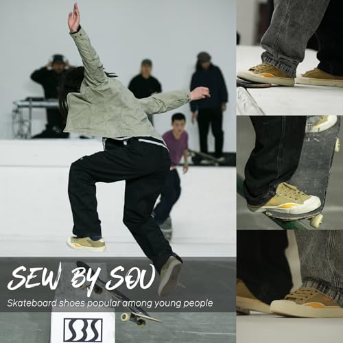 Image of Skateboard Shoes for Men Leather Low Top Pro Skateboarding Training Casual Sneakers