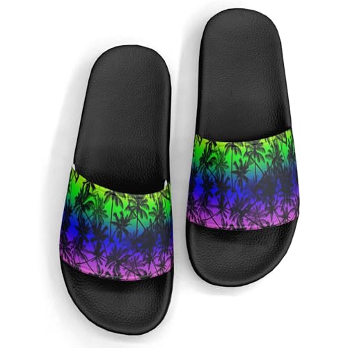Hawai Coconut Palm Trees Design Slippers Sandals for Women Men Casual Athletic Sandals Pool Shower Indoor Outdoor Slide Slippers