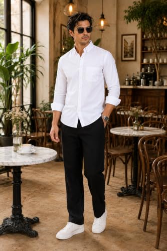 Image of Majestic Man Men's Solid Pure Cotton Casual Shirt - Slim Fit | Full Sleeves | Soft & Breathable Fabric