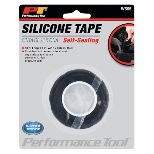Image of Performance Tool W505 Self-Fusing Silicone Tape for High Pressure Seal, Waterproof and Heat Resistant, 10ft x 1in x 0.02in