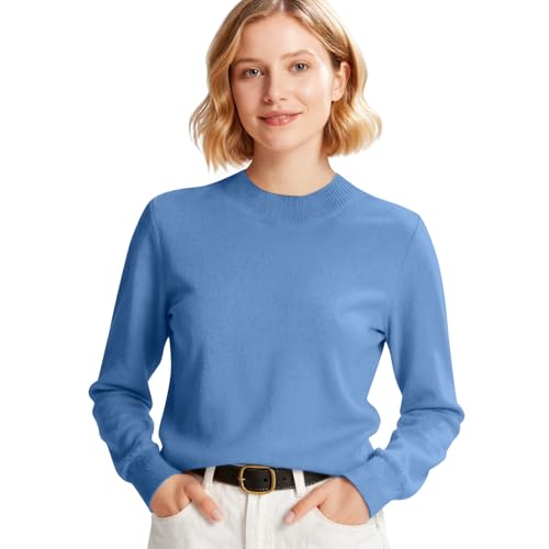 Sueter Mujer Invierno Manga Larga Ropa De Invierno para Mujer Cuello Redondo Pulloveres Color Liso Glamour Exquisito Suéteres Elegante Único Azul XXL