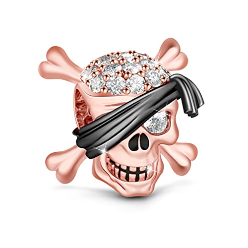 Image of GNOCE Skull Pendant Charm Silver Dangle Charms Bead fit Bracelet /Necklace Jewelry Gift for Women Men