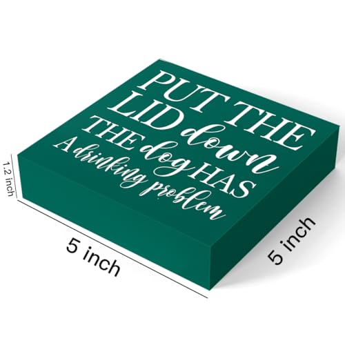 Funny-Bathroom-Quotes-Sign-Bathroom-Dog-Decor-for-Shelves-Humor-Toilet-Sign-Decorations-for-Home-Bedroom-Bathroom-Dining-Room-Tabletop-Bookshelf-5-X-5-Inch-Green Funny Bathroom Quotes Sign Bathroom Dog Decor for Shelves Humor Toilet Sign Decorations for Home Bedroom Bathroom Dining Room Tabletop Bookshelf 5 X 5 Inch Green