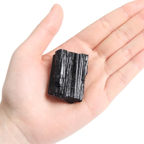 1 Pièces Brute de pierre naturelle de Tourmaline Noire, 50-70 grammes pierre brute de Tourmaline Noire à utiliser comme pierre d'eau, pierre de guérison Reiki, pierre de chance ou décoration