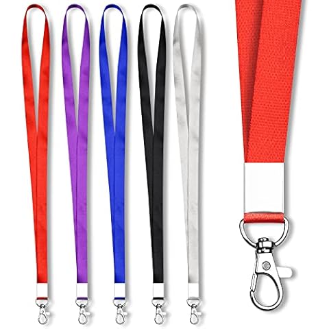 Mcyye 5 Colors Badge Lanyards with Clip for ID Badges & Keys, Premium Neck Lanyard Strap for Teacher, Kids, Men, Women, Badge Lanyard for Cruise, Keys, Wallet, Phone, USB, Keychain, 5 PCS Cover