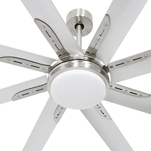 Hykolity 72 Inch Damp Rated Industrial Dc Motor Ceiling Fan With Led Light, Etl Listed Indoor Ceiling Fans For Kitchen Bedroom Living Room Basement, 6-Speed Remote Control #TOP1