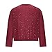 Sequin Jacket for Girls Sparkly Cropped Tops Open Front Long Sleeve Shrug Kids Fashion Party (Wine, 13-14 Years)