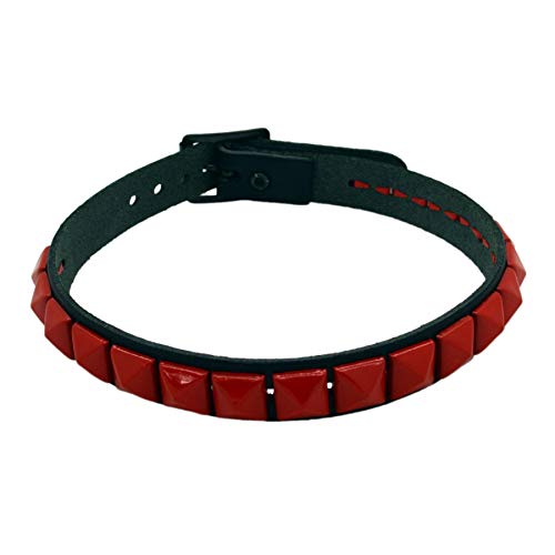 Bullet 69 1 Row Pyramid Nieten Unisex Leder Halsband Halsreif Rot Cover