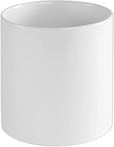 Macetas de cerámica blanca de 5.1 pulgadas para plantas de interior y exterior, maceta con orificio de drenaje, macetas mate modernas para oficina