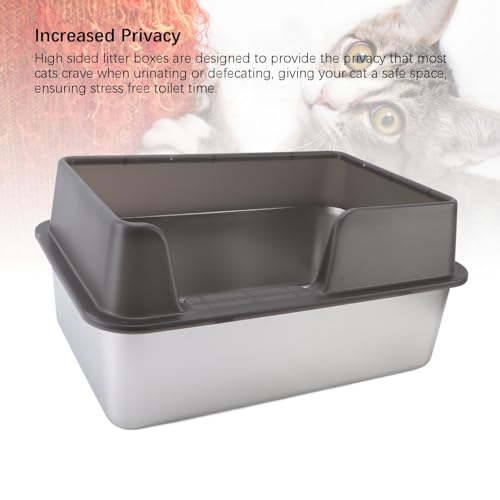 Caixa de Areia de Aço Inoxidável, Bandeja de Areia para Gatos Com Topo Aberto, Caixa de Areia de Met