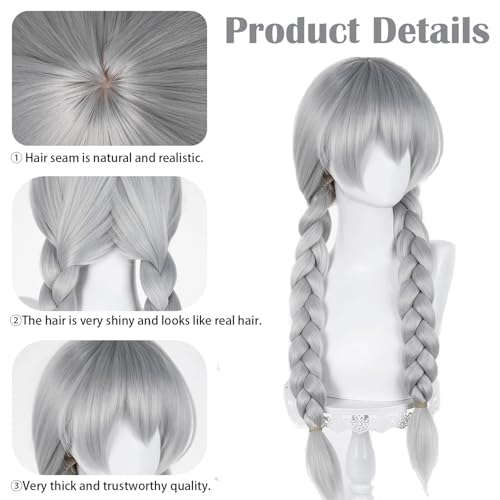 Image of LABEAUTE Unsex Cosplay Wig for Men Woman for Short Straight Cosplay Wig with Bangs for Anime Heat Resistant Hair for Party and Halloween (gray)