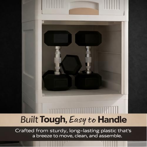 Image of Modular Storage Organizer | Stackable Wardrobe Cabinet for Clothes, Kitchen & Home | Space Saving Foldable Storage Box | Heavy Duty Plastic Organizer Rack (3 Piece)