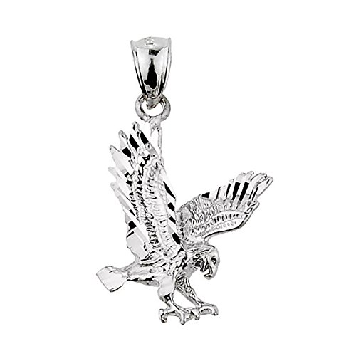 Claddagh Gold Textured Sterling Silver Landing Eagle Charm Pendant