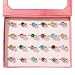 PinkSheep Diamond Rings for Kids, Girl 36PCS Colorful Rhinestone Rings, Sparkle Adjustable, Girl Pretend Play and Dress Up Rings