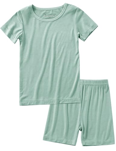 Jimonda Baby Boys Girls Pajama Sets Toddler Sleepwear Cool Jammies 2pcs Viscose from Bamboo PJs Short Sleeved 18M-8Y(Cyan-6-7Y)