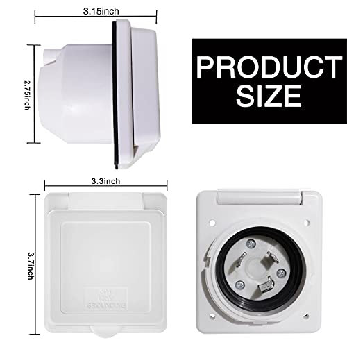 Jamgoer 30Amp Rv Power Plug 125/250V Power Inlet Receptacle Box Outdoor Receptacle With Waterproof&Rustproof Cover For Marine Boat Rv Shed Electrical Extension #TOP1