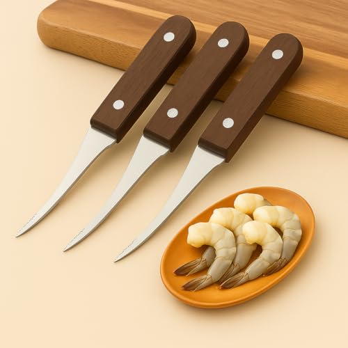 Image of Machado Ultra-Sharp Shrimp Cord Opener | Shrimp Deveiner| Seafood Peeling Tool | Lobster Cord Remover Stainless Steel Kitchen Knife with ABS Plastic Handle (3-Pcs)