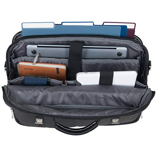 Kenneth Cole Reaction Show Business Messenger Briefcase Colombian Leather 16” Laptop Computer Portfolio Satchel Work Bag, Includes Card Holders, Black, One Size #TOP7