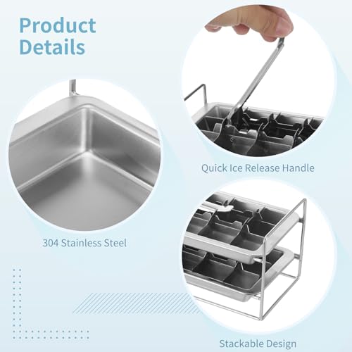 Set de bandejas para cubitos de hielo de acero inoxidable miniatura 3
