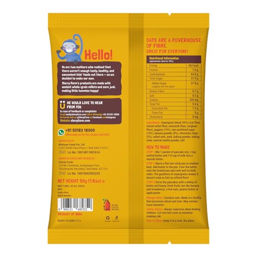 Slurrp Farm Healthy Breakfast and Snacks Trial Pack Combo, Millet Pancake and Dosa Mix, 300g (Pack of 6, 50g each) Slurrp Farm Healthy Breakfast and Snacks Trial Pack Combo, Millet Pancake and Dosa Mix, 300g (Pack of 6, 50g each)