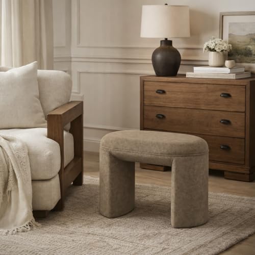 Image of HomePop 24 inch Quinn Modern Ottoman - Mocha Velvet
