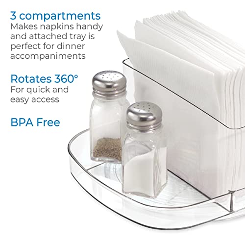Idesign Linus Plastic Lazy Susan Napkin And Condiments Turntable Holder For Kitchen Countertops And Dining Tables, Clear #TOP3