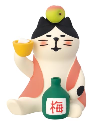 デコレコーポレーション コンコンブル concombre 梅酒で乾杯猫 雨にハミングシリーズ 置物 フィギュア 猫 インテリア 雑貨 約W34×D33×H45mm ZSV-16117E