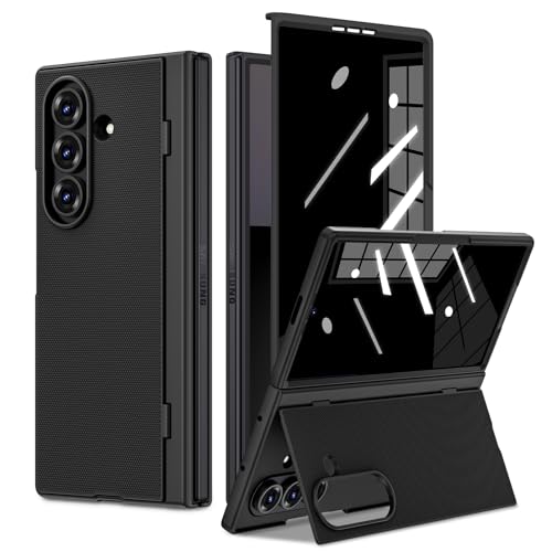 Ruky for Z Fold 7 Case with Privacy Screen Protector, [Anti Spy&Support Wireless Charging] with Hidden Foldable Kickstand, Slim Hard Shockproof Protective Phone Case for Samsung Galaxy Z Fold 7, Black