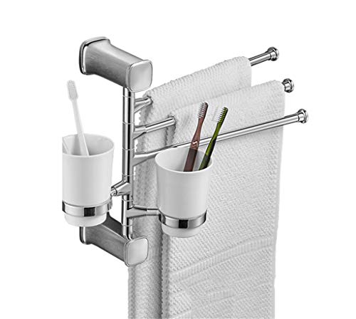 Porte-serviettes de bain 33.5cm à tiges rotatives pour salle de bain familiale