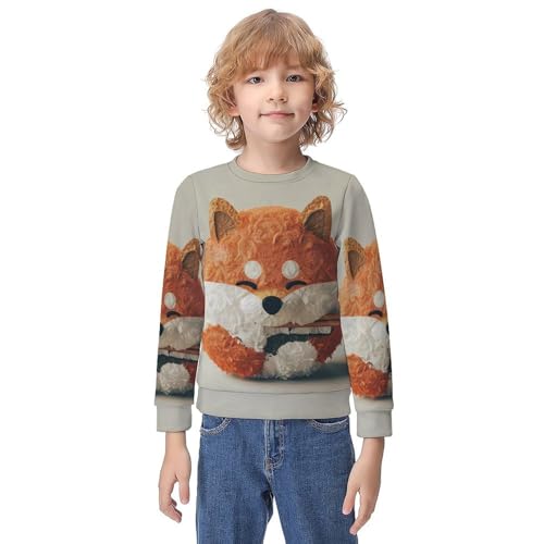 Shiba Inu Dog SushiChildren's Casual Pullover Sweatshirt Loose Fit10-12Y