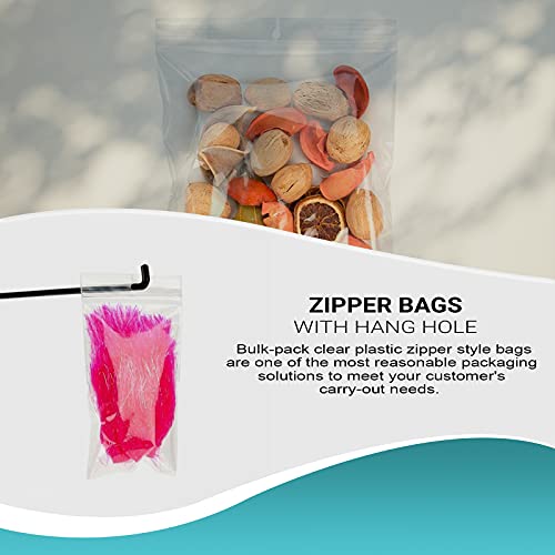 Apq Pack Of 1000 Zipper Bags With Hang Hole 6 X 9. Clear Polyethylene Bags 6X9. Thickness 2 Mil Thick. Hang Hole Plastic Poly Bags For Industrial, Food Service And Health Applications. #TOP5