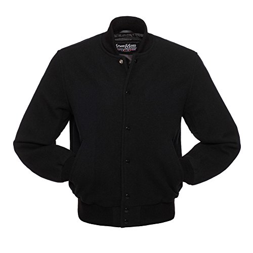 Stewart & Strauss All Wool Black Varsity Letterman Jacket,CW112-L