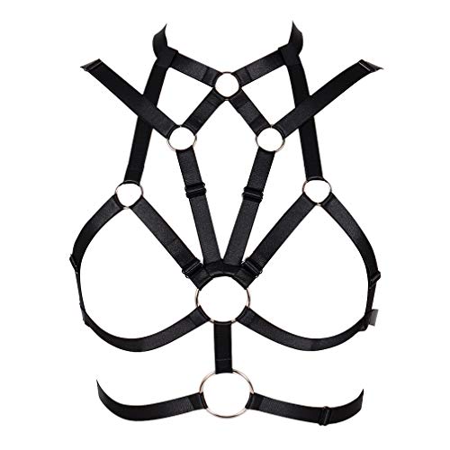 JMMHSS Damen Body Harness BH Dessous Punk Gothic Gürtelkäfig Festival Rave Fotografie Tanzbekleidung (Schwarz) Cover