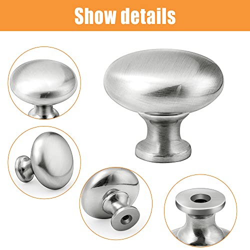 Vehcil Brushed Nickel Cabinet Knobs, 10 Pack Single Hole Round Furniture Knobs Cabinet Hardware For Kitchen Cupboard Closet Dresser Drawer Knobs, Mushroom Style,Solid Zinc Alloy #TOP4