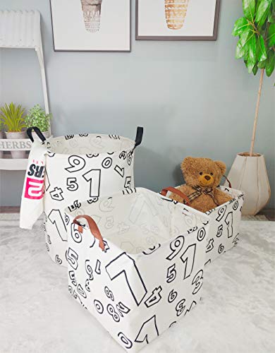 Asketam Square Canvas Collapsible Fabric Baby Toy Box Storage Bin Bedroom Decor Closet Kids Laundry Baskets Toy Organizer,Shelf Basket Nursery Storage,Gift Baskets(Number) #TOP4