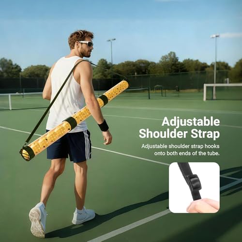 NEEWER Ball Retriever Tube Hopper for 18 Tennis Balls & 15 Pickleballs, Detachable 3 Section No Bending Pickup Picker Upper Collector with Stopper & Shoulder Strap, Orange, TB02Z by NEEWER - Used condition - Image 5