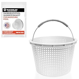 Swimables 8" Pool Skimmer Basket for Inground Pools - Compatible with Pentair U-3 Skimmer Basket 08650-0007 & Hayward SP1070, SPX1070E Pool Basket with Built-in Brass Weight, Handle & Rubber Grip