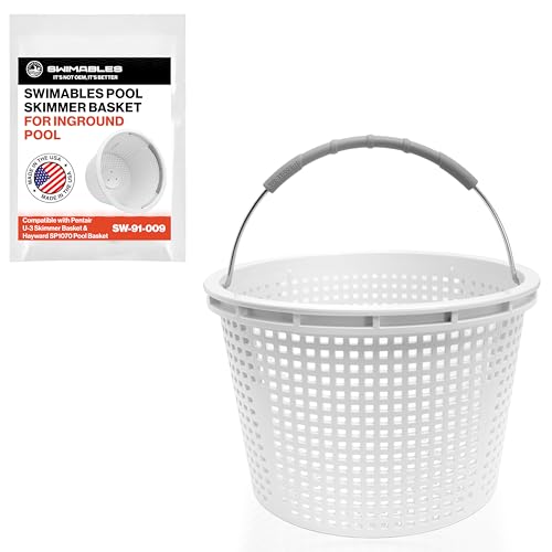 Swimables Pool Skimmer Basket for Inground Pool Compatible with Pentair U-3 Skimmer Basket and Hayward SP1070 Pool Basket | Built-in Brass Weight | 316 Stainless Steel Handle & Convenient Rubber Grip