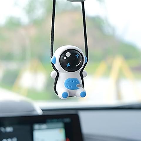 AMIORO Swing Astronaut Shaped Car Pendant Cartoon Car Rear View Mirror Hanging Ornaments (Blue) Cover