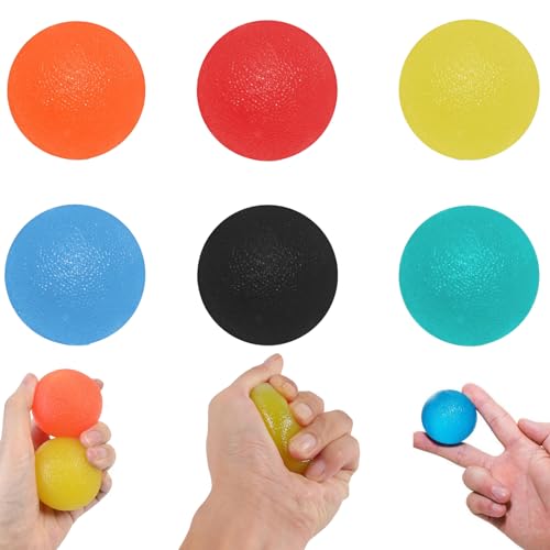 Magiho Pelota Rehabilitacion Mano, 6 Piezas Pelota Antiestres, Pelota Antiestres Adultos Mano, Stress Ball Gel de Sílice, Pelota Antiestrés para Capacitación en Rehabilitación y Alivio de La Ansiedad
