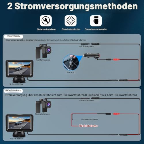 Vtopek Rückfahrkamera Auto Kit mit 4,3-Zoll 1080P HD Monitor Plug-Play