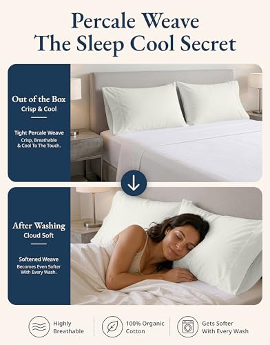 Image of Lane Linen 100% Organic Cotton King Size Pillow Cases Set of 2 (20''x36'') Pillow Cases King Size Certified Organic Cotton Pillowcases King Pillow Cases Set of 2 Pillow Cases - Glacier Grey