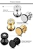 JeryWe 3Pairs Stainless Steel Mens Stud Earrings for Men Women Ear Piercing Plugs Tunnel Set Round CZ Fake Plug Stud Earrings Ears Screw Barbell Earrings Silver Gold Black #1