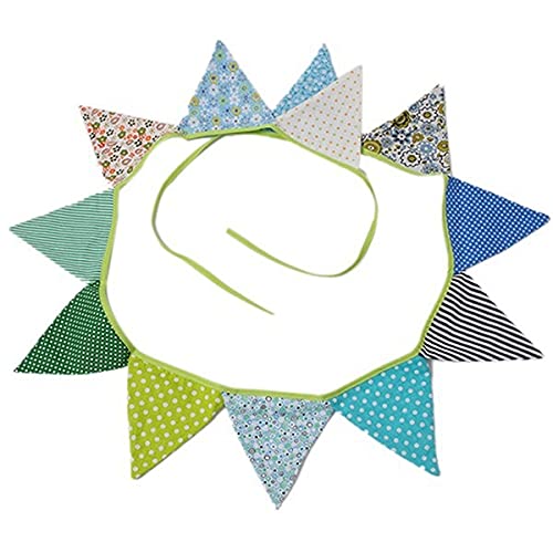 Die Herbstflagge, Baumwollstoff Wimpelkette Wimpel Flagge Banner Girlande Mehrfarbig 230cm(Bluegreen)